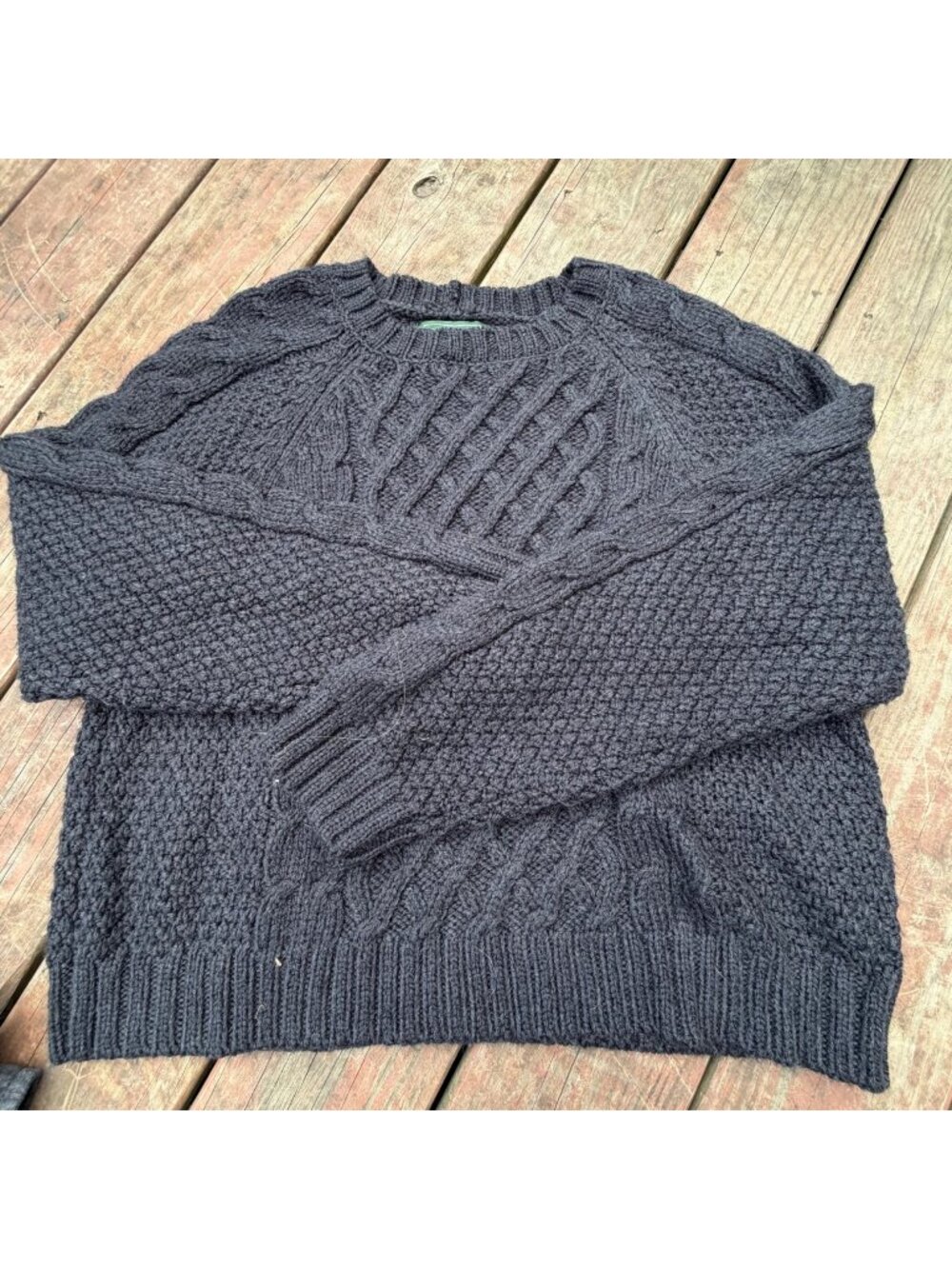 American Eagle  Black Cable Knit Pullover Sweater XL Heavyweight Winter Wear